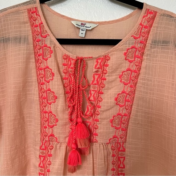 2/$30 Vineyard Vines Boho Cotton Short Sleeve Blouse Top Embroidery SZ S - Picture 3 of 14
